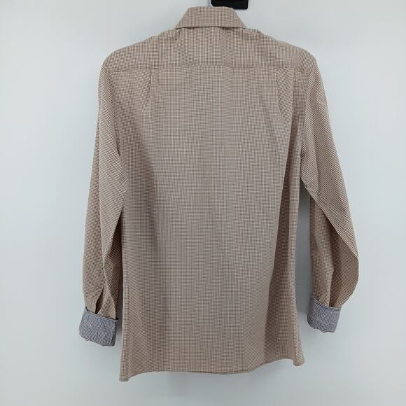 Tommy Hilfiger Tan Gingham Checkered Button Down Shirt Mens XS Preppy Work - Picture 8 of 11